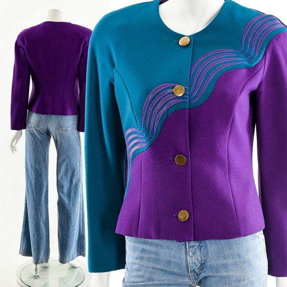 Wearable Wave Jacket,Art to Wear Jacket,Judith Roberts Jacket,Minimalist Mod Jac - Picture 2 of 10